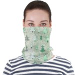 Green Christmas Trees, Cute, Doodle Face Seamless Bandana (Adult)