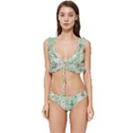 Green Christmas Trees, Cute, Doodle Low Cut Ruffle Edge Bikini Set