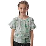 Green Christmas Trees, Cute, Doodle Kids  Cut Out Flutter Sleeves