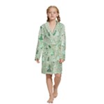 Green Christmas Trees, Cute, Doodle Kids  Long Sleeve Velvet Lounge Robe