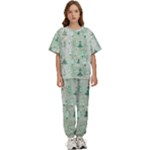 Green Christmas Trees, Cute, Doodle Kids  T-Shirt and Pants Sports Set