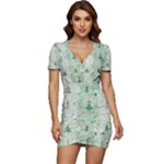 Green Christmas Trees, Cute, Doodle Low Cut Cap Sleeve Mini Dress