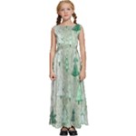 Green Christmas Trees, Cute, Doodle Kids  Satin Sleeveless Maxi Dress