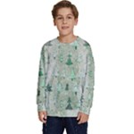 Green Christmas Trees, Cute, Doodle Kids  Crewneck Sweatshirt