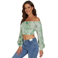 Long Sleeve Crinkled Weave Crop Top 