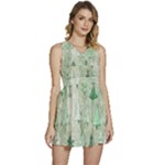 Green Christmas Trees, Cute, Doodle Sleeveless High Waist Mini Dress