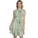 Green Christmas Trees, Cute, Doodle Cap Sleeve High Waist Dress