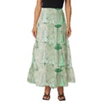 Green Christmas Trees, Cute, Doodle Tiered Ruffle Maxi Skirt