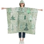 Green Christmas Trees, Cute, Doodle Women s Hooded Rain Ponchos