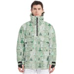 Green Christmas Trees, Cute, Doodle Men s Pullover Zip Ski and Snowboard Waterproof Breathable Jacket