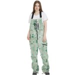 Green Christmas Trees, Cute, Doodle Women s Front Zip Ski And Snowboard Bib Pants