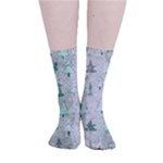 Green Christmas Trees, Cute, Doodle Smooth Crew Length Tube Socks