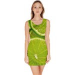 Lime Slices Close Up, Fresh, Fruit, Green Lemon Bodycon Dress