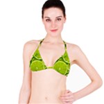 Lime Slices Close Up, Fresh, Fruit, Green Lemon Classic Bikini Top