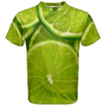 Lime Slices Close Up, Fresh, Fruit, Green Lemon Men s Cotton T-Shirt