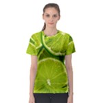 Lime Slices Close Up, Fresh, Fruit, Green Lemon Women s Sport Mesh T-Shirt