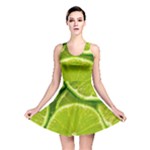 Lime Slices Close Up, Fresh, Fruit, Green Lemon Reversible Skater Dress