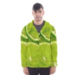 Lime Slices Close Up, Fresh, Fruit, Green Lemon Men s Hooded Windbreaker