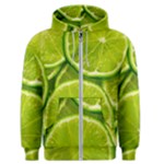 Lime Slices Close Up, Fresh, Fruit, Green Lemon Men s Zipper Hoodie