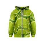 Lime Slices Close Up, Fresh, Fruit, Green Lemon Kids  Zipper Hoodie