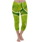 Lime Slices Close Up, Fresh, Fruit, Green Lemon Capri Winter Leggings 