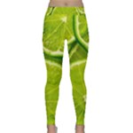 Lime Slices Close Up, Fresh, Fruit, Green Lemon Classic Yoga Leggings