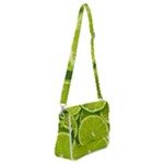 Lime Slices Close Up, Fresh, Fruit, Green Lemon Shoulder Bag with Back Zipper