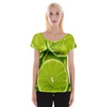 Lime Slices Close Up, Fresh, Fruit, Green Lemon Cap Sleeve Top