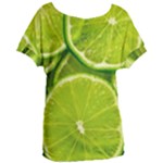 Lime Slices Close Up, Fresh, Fruit, Green Lemon Women s Oversized T-Shirt