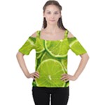 Lime Slices Close Up, Fresh, Fruit, Green Lemon Cutout Shoulder T-Shirt