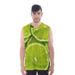 Lime Slices Close Up, Fresh, Fruit, Green Lemon Men s Basketball Tank Top