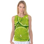 Lime Slices Close Up, Fresh, Fruit, Green Lemon Women s Basketball Tank Top