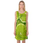 Lime Slices Close Up, Fresh, Fruit, Green Lemon Sleeveless Satin Nightdress