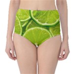 Lime Slices Close Up, Fresh, Fruit, Green Lemon Classic High-Waist Bikini Bottoms