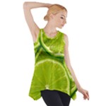 Lime Slices Close Up, Fresh, Fruit, Green Lemon Side Drop Tank Tunic