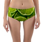 Lime Slices Close Up, Fresh, Fruit, Green Lemon Reversible Mid-Waist Bikini Bottoms