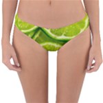 Lime Slices Close Up, Fresh, Fruit, Green Lemon Reversible Hipster Bikini Bottoms