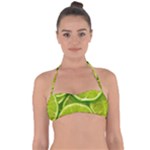 Lime Slices Close Up, Fresh, Fruit, Green Lemon Tie Back Bikini Top