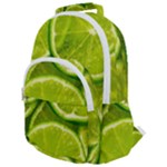 Lime Slices Close Up, Fresh, Fruit, Green Lemon Rounded Multi Pocket Backpack