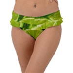 Lime Slices Close Up, Fresh, Fruit, Green Lemon Frill Bikini Bottoms