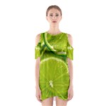 Lime Slices Close Up, Fresh, Fruit, Green Lemon Shoulder Cutout One Piece Dress