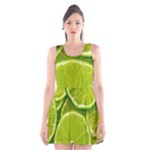 Lime Slices Close Up, Fresh, Fruit, Green Lemon Scoop Neck Skater Dress