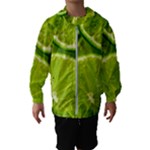 Lime Slices Close Up, Fresh, Fruit, Green Lemon Kids  Hooded Windbreaker