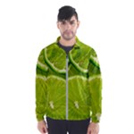 Lime Slices Close Up, Fresh, Fruit, Green Lemon Men s Windbreaker