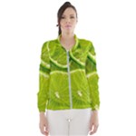 Lime Slices Close Up, Fresh, Fruit, Green Lemon Women s Windbreaker