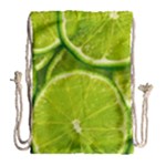 Lime Slices Close Up, Fresh, Fruit, Green Lemon Drawstring Bag (Large)