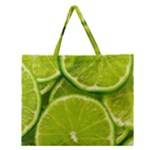 Lime Slices Close Up, Fresh, Fruit, Green Lemon Zipper Large Tote Bag