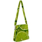 Lime Slices Close Up, Fresh, Fruit, Green Lemon Zipper Messenger Bag