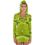 Lime Slices Close Up, Fresh, Fruit, Green Lemon Long Sleeve Hooded T-shirt