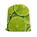 Lime Slices Close Up, Fresh, Fruit, Green Lemon Drawstring Pouch (2XL)